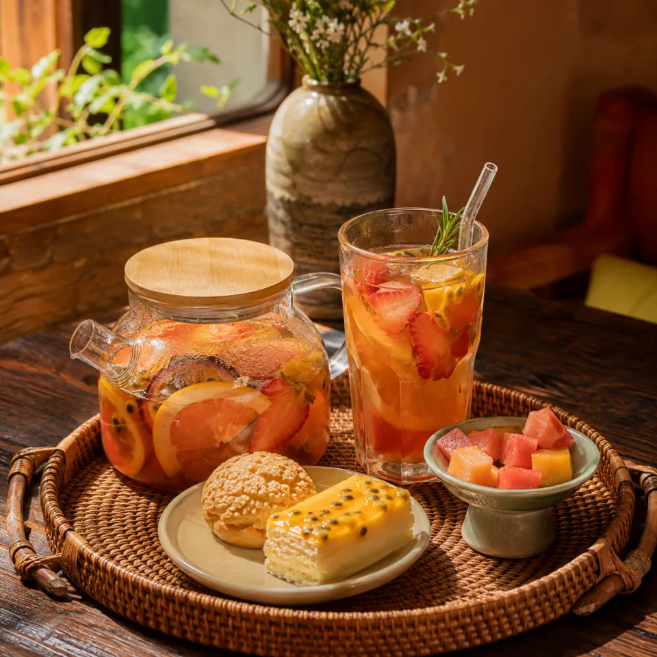 Phần cơm trưa gọn gàng, đủ món mặn canh rau — khách ăn xong